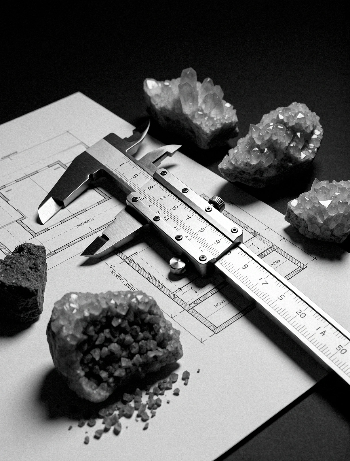 Surowe minerały i precyzyjne narzędzia